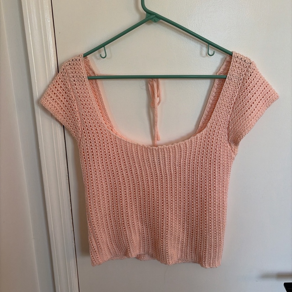 Pink Crochet Knit Crop Top